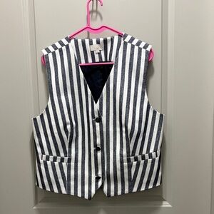 LOFT Navy and White Striped Vest
